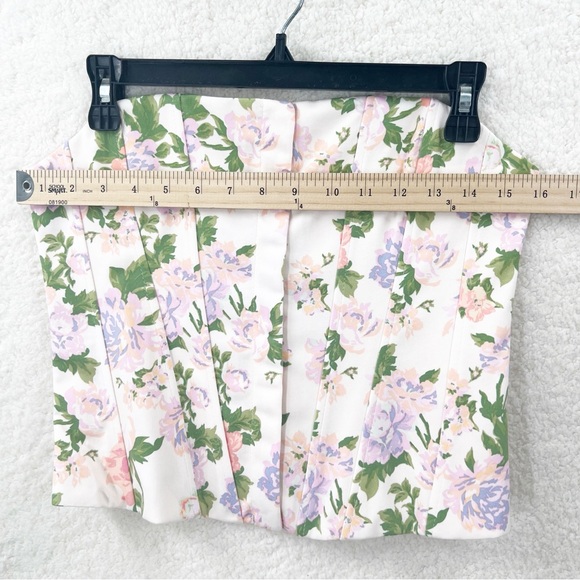 ZARA FLORAL PINK PURPLE CORSET TOP Size M NEW - Picture 7 of 10